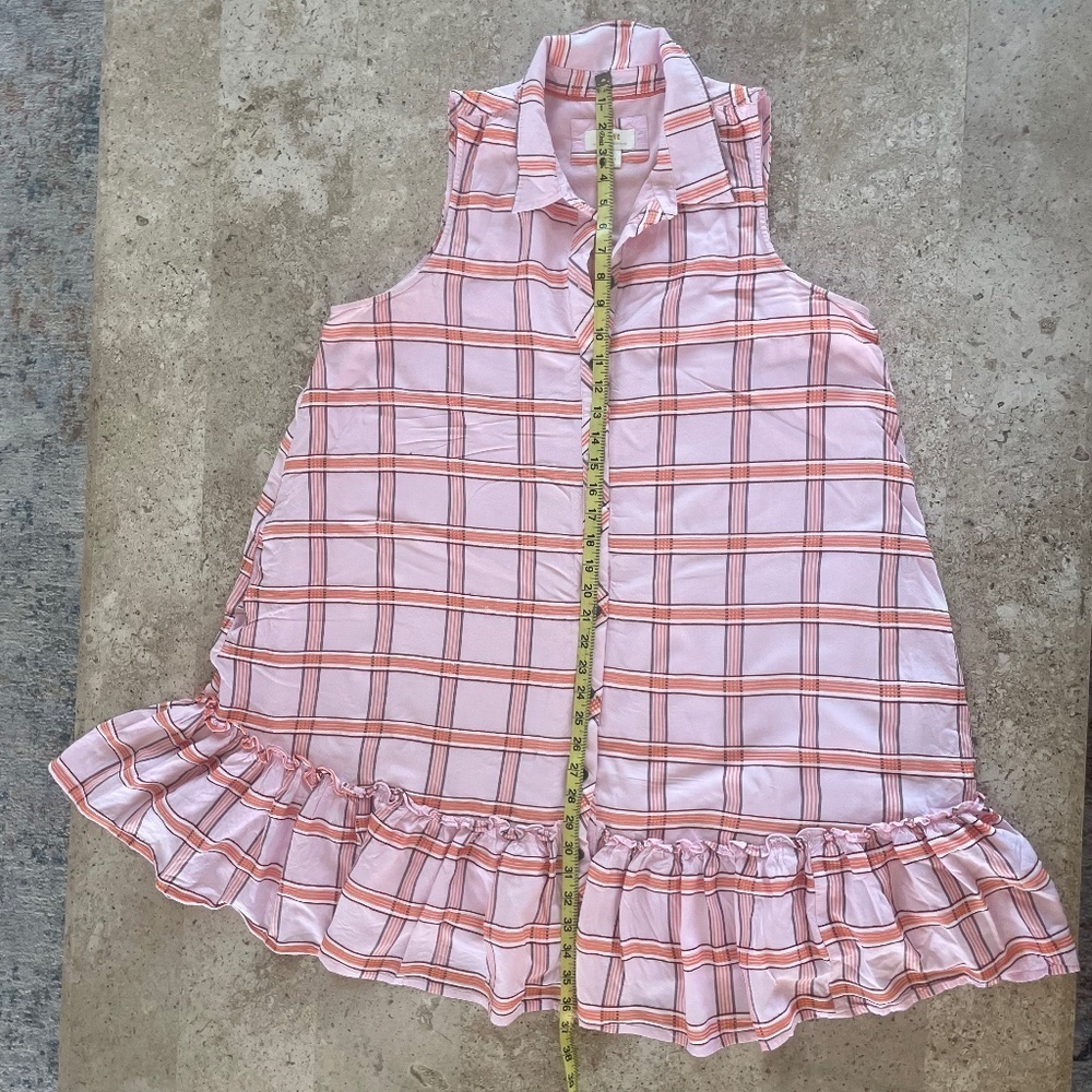Maeve by Anthropologie Flounced Mini Dress Pink Plaid - SZ L - Picture 9 of 10